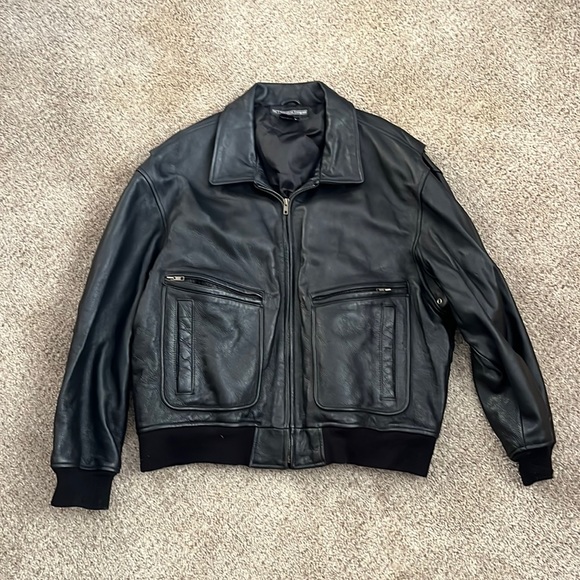 The J Peterman Company Leather Bomber Jacket